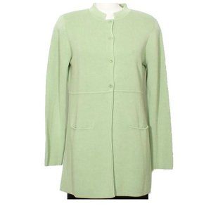 EILEEN FISHER Size L Light Hemlock Green Silk Cotton Knit Long Cardigan Shacket